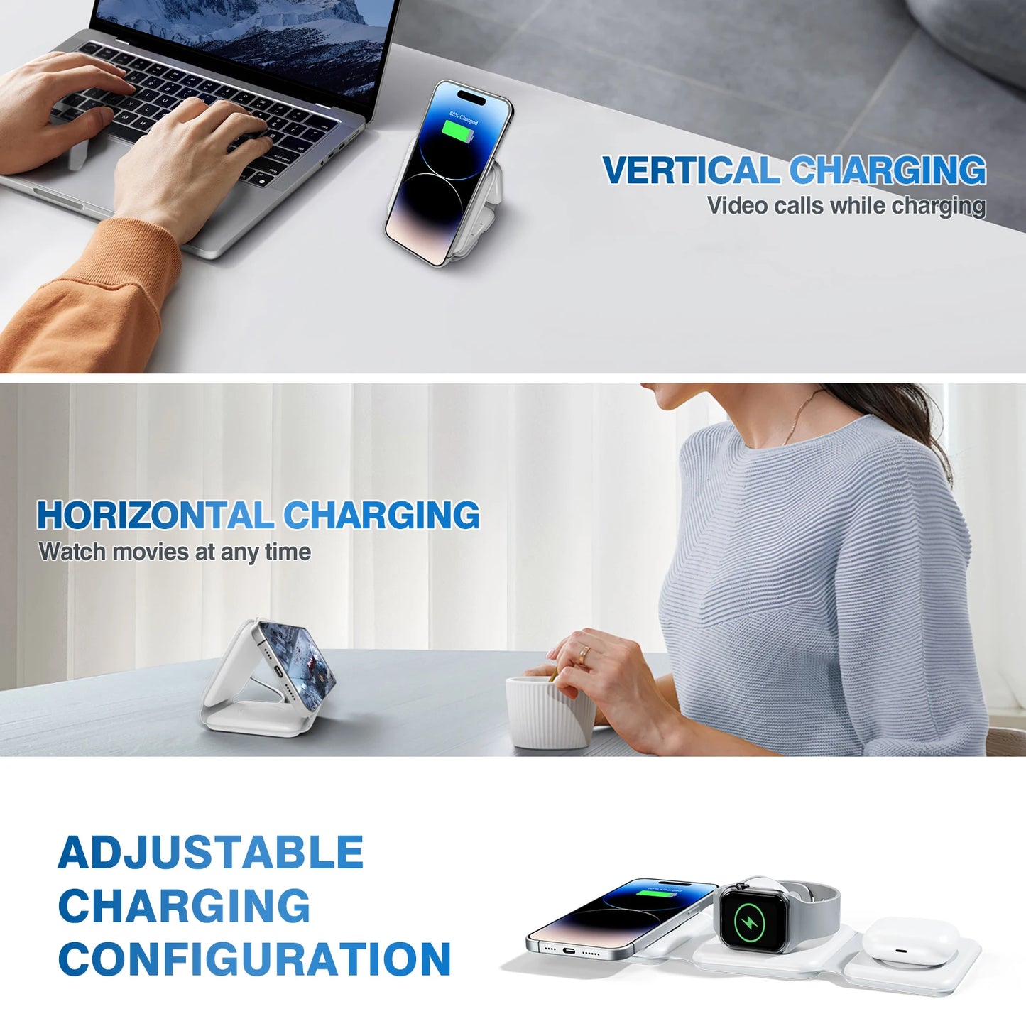 Z&M Express 3-in-1 Foldable Wireless Charging Station
