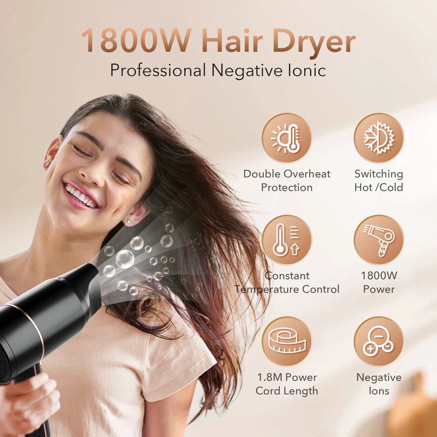 Z&M Electric Hair Dryer for Personal Hair Care
