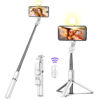 Z&M Express 2-in-1 Selfie Stick + Tripod w/LED Fill Light