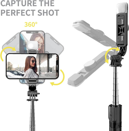 Z&M Express 2-in-1 Selfie Stick + Tripod w/LED Fill Light