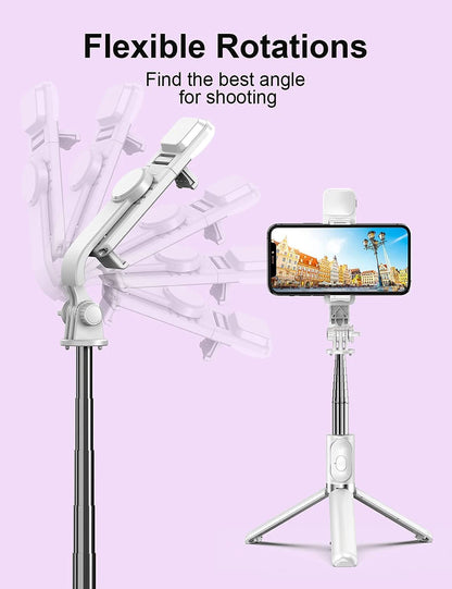 Z&M Express 2-in-1 Selfie Stick + Tripod w/LED Fill Light