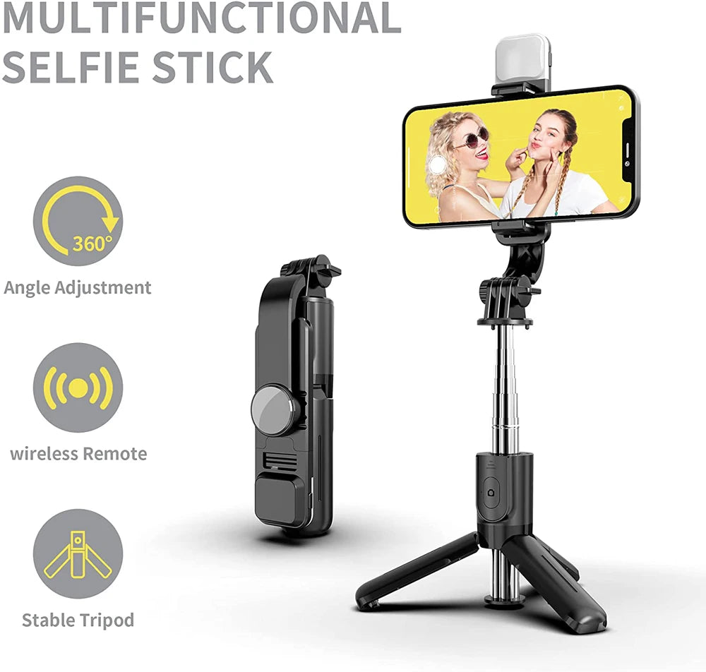 Z&M Express 2-in-1 Selfie Stick + Tripod w/LED Fill Light