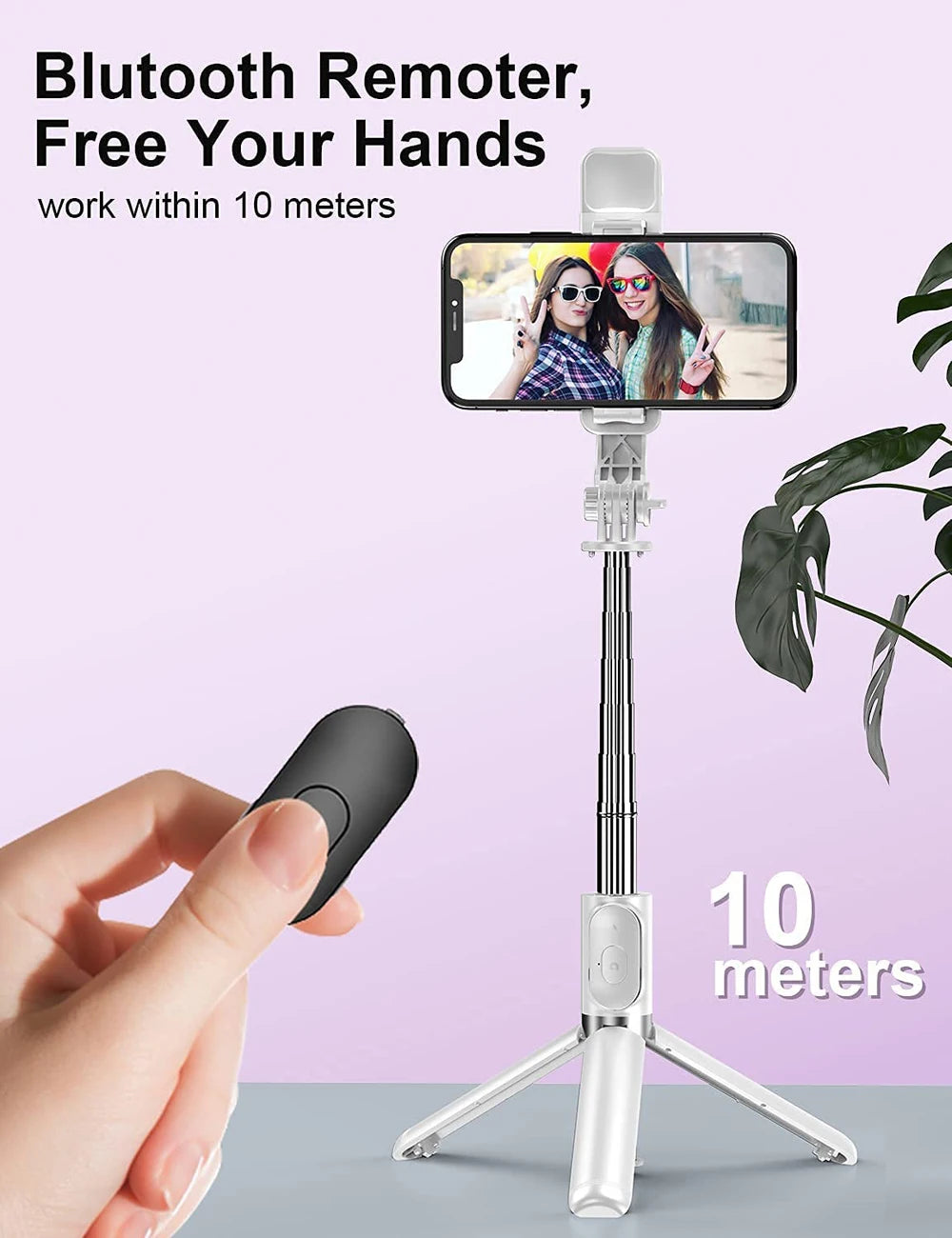 Z&M Express 2-in-1 Selfie Stick + Tripod w/LED Fill Light