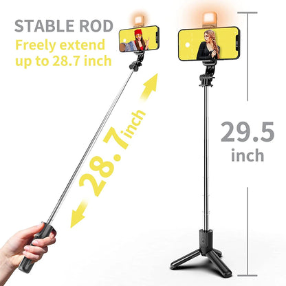 Z&M Express 2-in-1 Selfie Stick + Tripod w/LED Fill Light